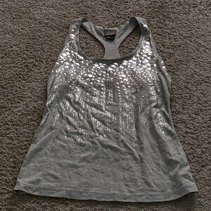Gray Silver Sequined Tank Top